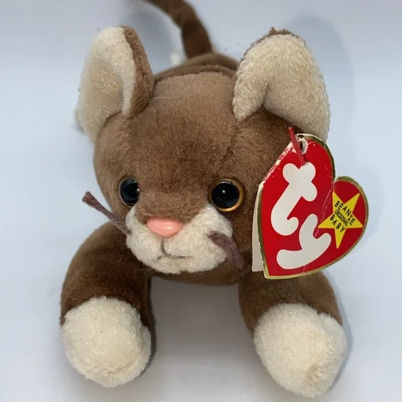 Ty Pounce Beanie Baby Brown Cat Plush Stuffed Animal with Hang Tag - Picture 13 of 13